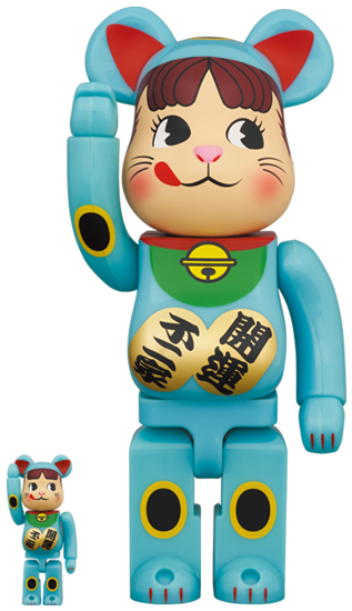 Be@rbrick Maneki Neko Peko-chan Blue Phosphorescent 100% & 400%
